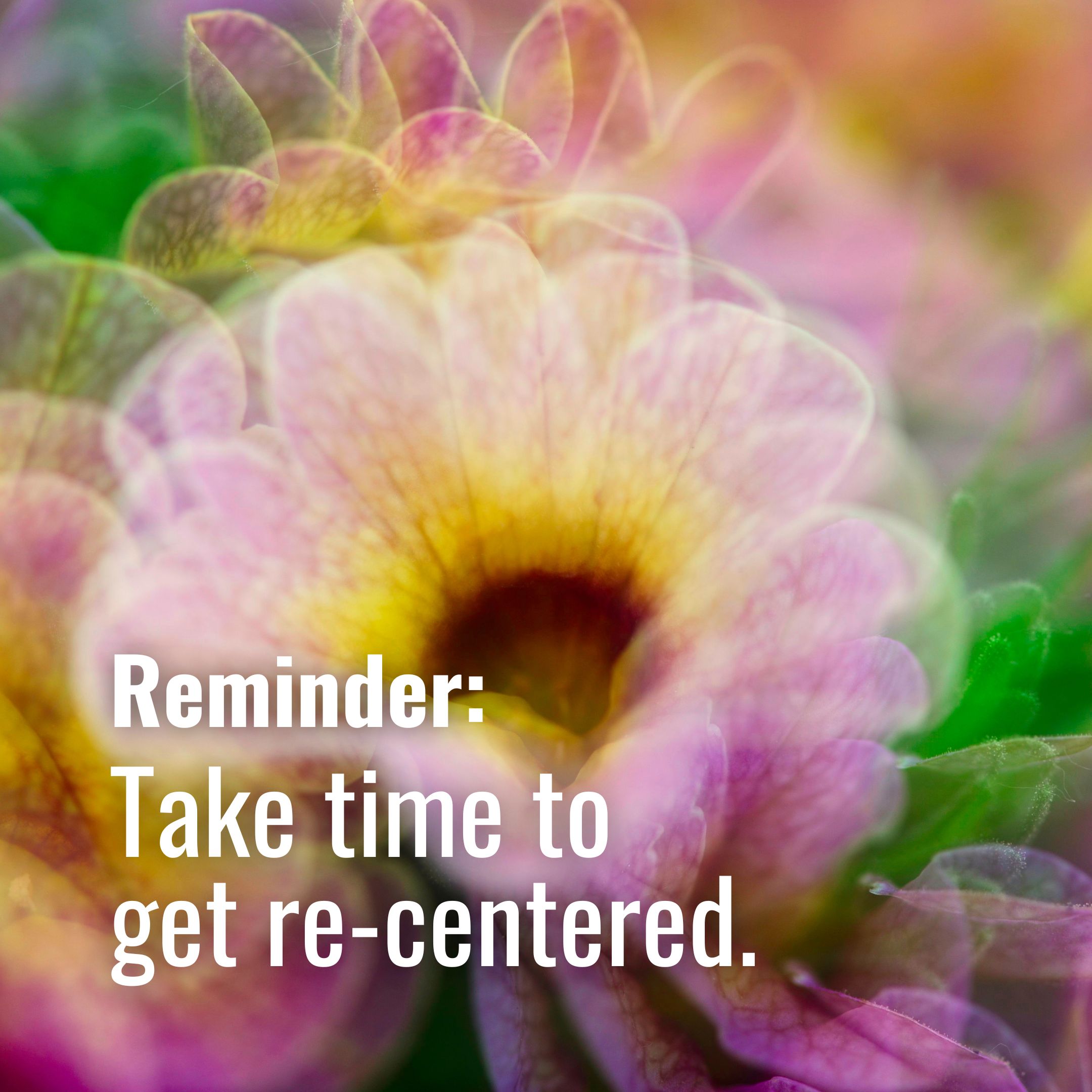 Take time to get re-centered.